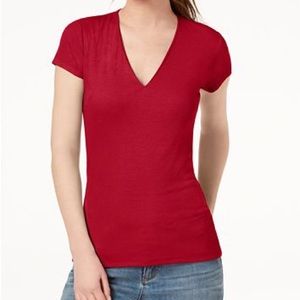 INC Ribbed V-Neck Top